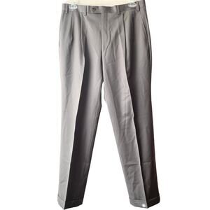 Joseph Abboud Olive Green 100% Wool Straight Leg Cuffed Dress Pant - Size 36R